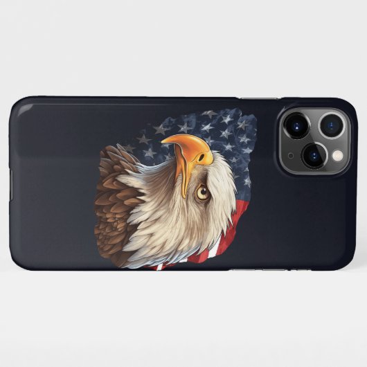 Coque iPhone 11Pro Max Aigle à drapeau américain (Dos Horizontal)