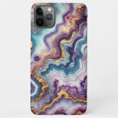 Coque iPhone 11Pro Max Améthyste foncé violet Turquoise bleu marbre or Mo (Dos)