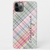 Coque iPhone 11Pro Max Amusant été rose bleu Mint vert Plaid Motif (Dos)