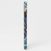 Coque iPhone 11Pro Max Aqua Turquoise Azure Blue Beige Paisley Art Motif (Côté droit)