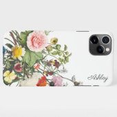 Coque iPhone 11Pro Max Aquarelle de fleurs botaniques NOM PERSONNALISÉ (Dos Horizontal)