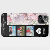 Coque iPhone 11Pro Max Aquarelle Floral ♥ Famille Photo Collage ♥ (Dos Horizontal)