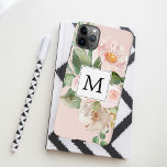 Coque iPhone 11Pro Max Aquarelle moderne Fleurs roses Monogrammes<br><div class="desc">Aquarelle moderne Fleurs roses Monogrammes</div>
