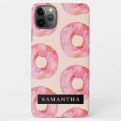 Coque iPhone 11Pro Max Aquarelle rose moderne Motif avec nom (Dos)