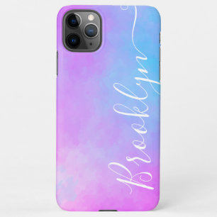 Coque iPhone 11Pro Max Aquarelle rose Ombre Couleur Dégradé Pastel Nom