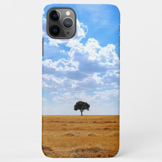 Coque iPhone 11Pro Max Arbre dans un champ de blé récolté (Dos)