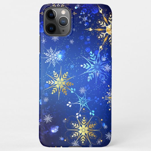 Coque iPhone 11Pro Max Arrière - plan Bleu XMAS avec des flocons de neige (Dos)