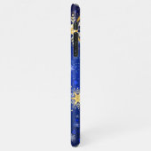 Coque iPhone 11Pro Max Arrière - plan Bleu XMAS avec des flocons de neige (Côté gauche)