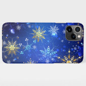 Coque iPhone 11Pro Max Arrière - plan Bleu XMAS avec des flocons de neige (Dos Horizontal)