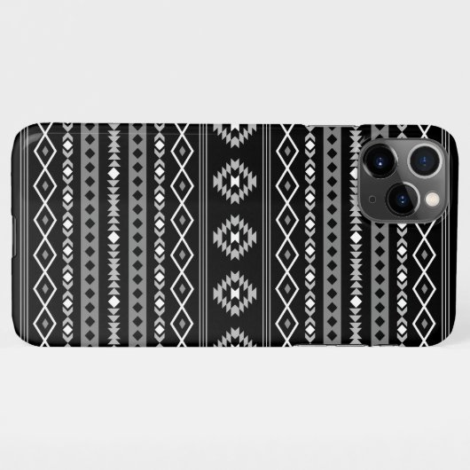 Coque iPhone 11Pro Max Aztec blanc gris noir Motifs mélangés Motif (Dos Horizontal)