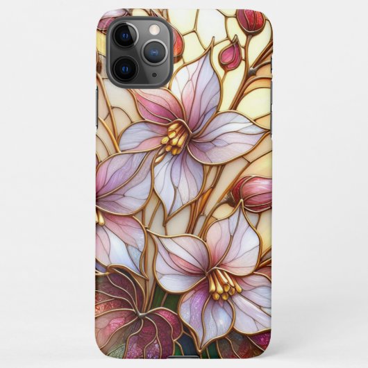 Coque iPhone 11Pro Max Beau Motif d'Art Floral Verre Tiré (Dos)