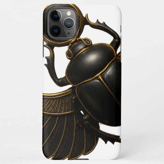 Coque iPhone 11Pro Max Black and Gold Pharaonic Beetle iPhone Case (Dos)