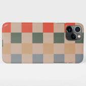 Coque iPhone 11Pro Max Bleu Beige Orange Brown À damiers En vichy Motif (Dos Horizontal)