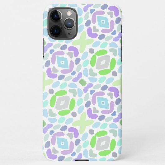 Coque iPhone 11Pro Max Bleu clair rose pourpre Lime Vert Art Africain (Dos)