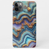 Coque iPhone 11Pro Max Bleu foncé Améthyste violet Turquoise Motif en mar (Dos)