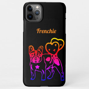 Coque iPhone 11Pro Max Bouledogue français cœur néon