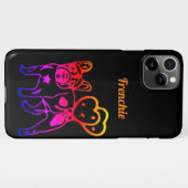 Coque iPhone 11Pro Max Bouledogue français cœur néon (Dos Horizontal)