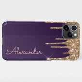 Coque iPhone 11Pro Max Boutique manuscrite personnalisée en or violet (Dos Horizontal)