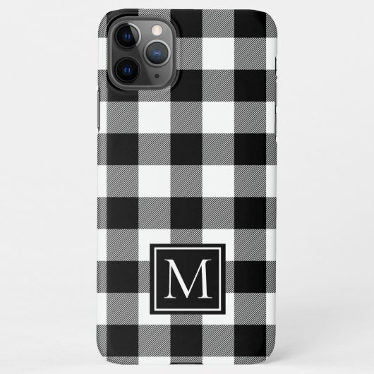 Coque iPhone 11Pro Max Buffle noir et blanc monogramme plaqué (Dos)