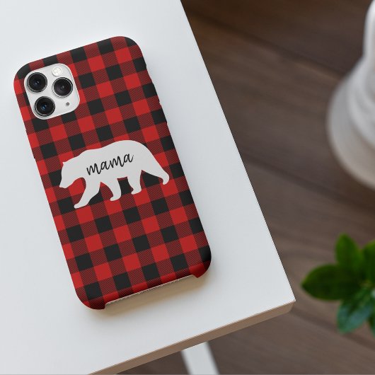 Coque iPhone 11Pro Max Cadeau moderne Rouge Plaid Et Blanc Mama Ours