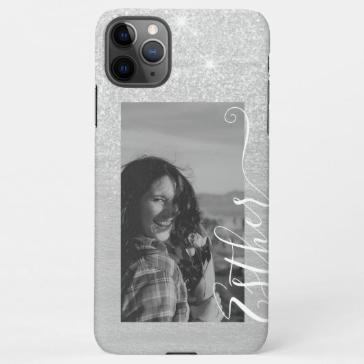 Coque iPhone 11Pro Max Calligraphie Modèle photo gris Nom lettre (Dos)