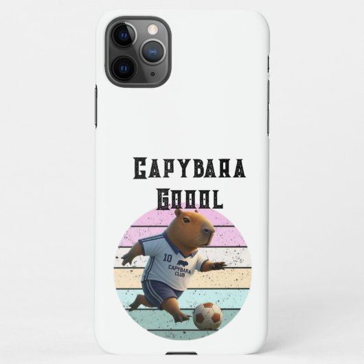 Coque iPhone 11Pro Max Capybara rainbow case phone through play football (Dos)