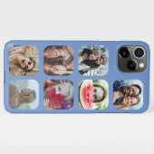 Coque iPhone 11Pro Max Carré 7 Photo Collage Modèle bleu coque iphone (Dos Horizontal)