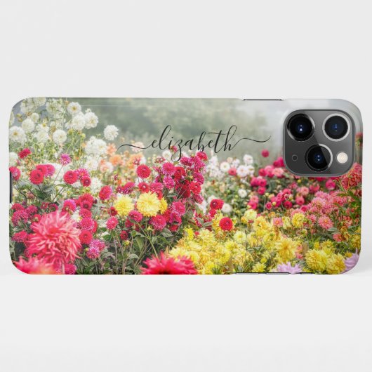 Coque iPhone 11Pro Max Champ de fleurs de Dahlia (Dos Horizontal)