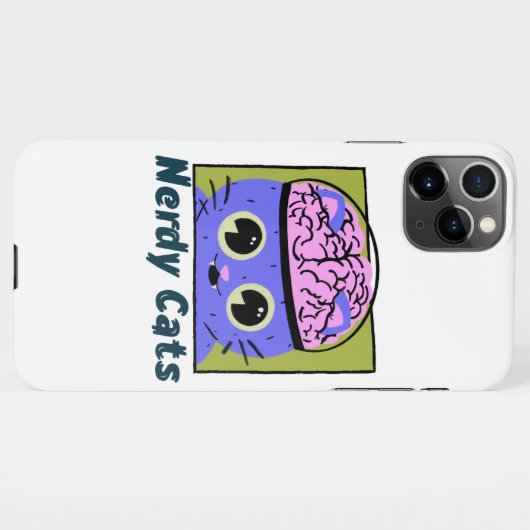 Coque iPhone 11Pro Max Chats Nerdy, Conception Cerveau (Dos Horizontal)