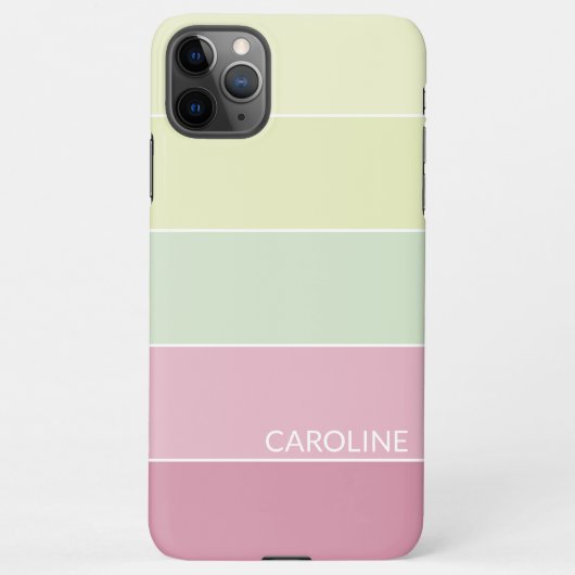 Coque iPhone 11Pro Max Chaux rose clair Chartreuse Motif rayé vert (Dos)