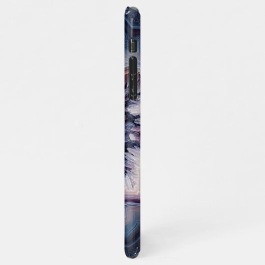 Coque iPhone 11Pro Max Chic violet foncé violet bleu quartz Agate Motif (Côté gauche)