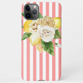 Coque iPhone 11Pro Max Citrons et roses à rayures roses (Dos)