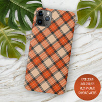 Citrouille d'automne Orange Brown Tartan Motif