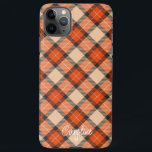 Coque iPhone 11Pro Max Citrouille d'automne personnalisé Orange Brown Tar<br><div class="desc">Doté d'une plaque écossaise contemporaine dans les tons beige tan, marron taupe, noir et orange citrouille d'automne, ce design permet une personnalisation avec un monogramme ou une initiale. C'est une belle couverture moderne et élégante, parfaite pour un amateur d'art branché. Protégez votre téléphone contre la poussière, la saleté et l'usure...</div>