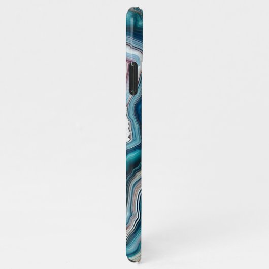 Coque iPhone 11Pro Max Classé Turquoise bleu violet quartz Agate Motif (Côté droit)