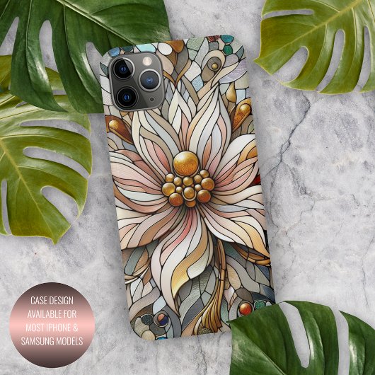 Coque iPhone 11Pro Max Classique Chic verre feuilleté Floral Art Motif
