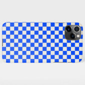 Coque iPhone 11Pro Max Cobalt and cream checkerboard pattern (Dos Horizontal)