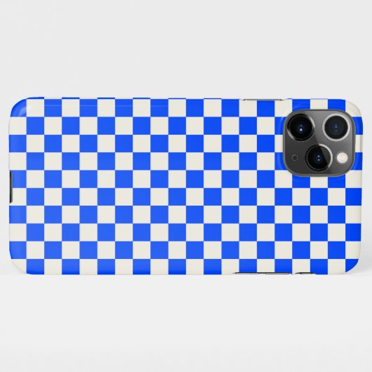 Coque iPhone 11Pro Max Cobalt and cream checkerboard pattern (Dos Horizontal)