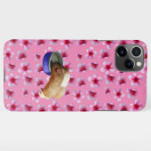Coque iPhone 11Pro Max Cochons d'Inde sur des fleurs roses,  (Dos Horizontal)