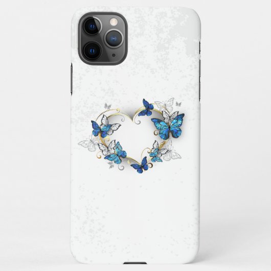 Coque iPhone 11Pro Max Coeur bijoux avec papillons Morpho (Dos)
