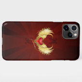 Coque iPhone 11Pro Max Coeur rouge avec ailes d'or (Dos Horizontal)