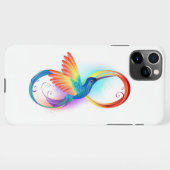 Coque iPhone 11Pro Max Colibri arc-en-ciel avec symbole Infinity (Dos Horizontal)
