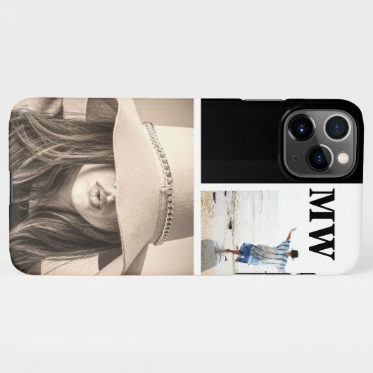 Coque iPhone 11Pro Max Collage des initiales monogrammées personnalisées (Dos Horizontal)