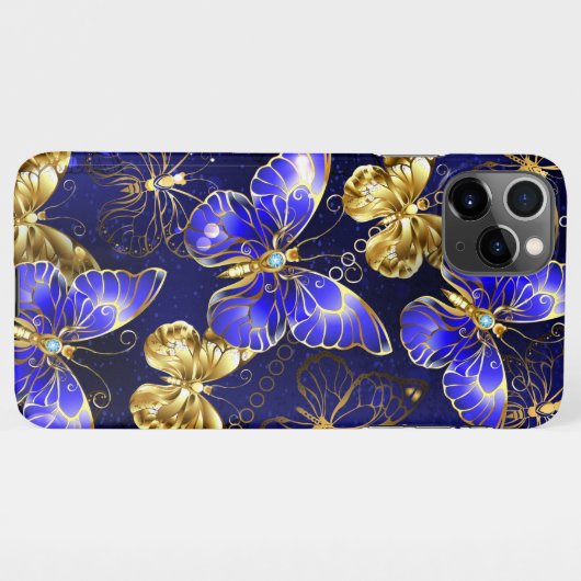 Coque iPhone 11Pro Max Composition avec les papillons Sapphire (Dos Horizontal)
