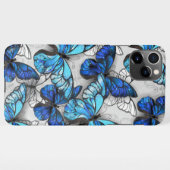 Coque iPhone 11Pro Max Composition des White and Blue Butterflies (Dos Horizontal)