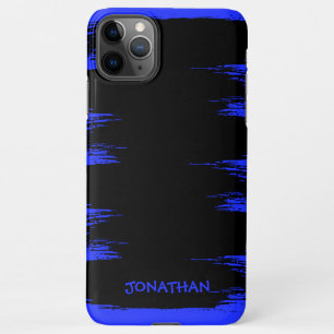 Coque iPhone 11Pro Max Cool Bright Blue Paint Brush Strot Nom personnalis