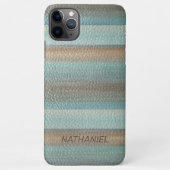 Coque iPhone 11Pro Max Cool Classique Cuir Artistique Look Motif en bande (Dos)