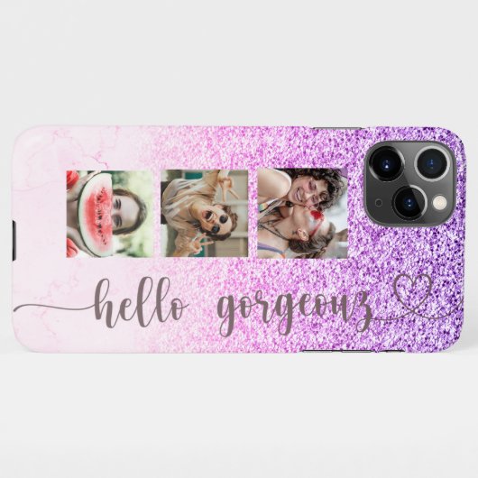 Coque iPhone 11Pro Max Cool tendance violet Parties scintillant rose Phot (Dos Horizontal)