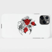 Coque iPhone 11Pro Max Croissant mécanique avec roses rouges (Dos Horizontal)