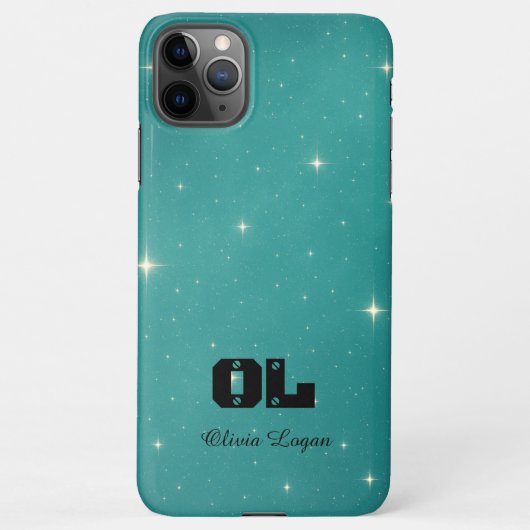 Coque iPhone 11Pro Max Custom Name Turquoise Starry (Dos)